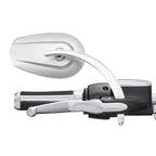 Large Satin Chrome Rear-View Mirrors for Harley Street Glide, Softail, Fatboy (2006-2023)