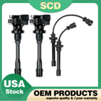 2X Ignition Coils & Spark Plug Wires for Mitsubishi Eclipse Galant Lancer (1995–2005)