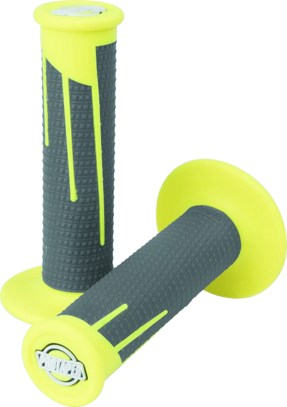 ProTaper Full Diamond Clamp-On Grips for Motorcycle (2010–2023) - Neon Yellow/Dark Gray