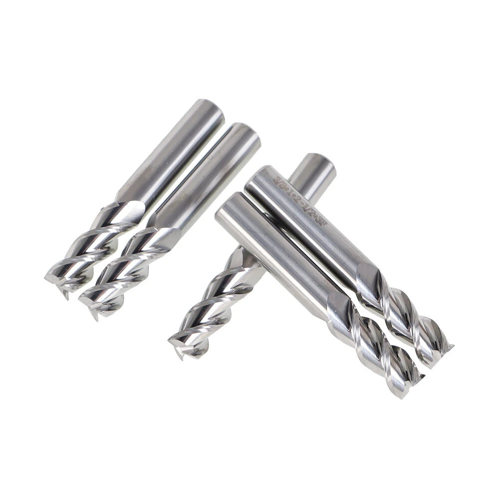 Set of 5 Carbide 3 Flute End Mills 3/8" Regular Length
