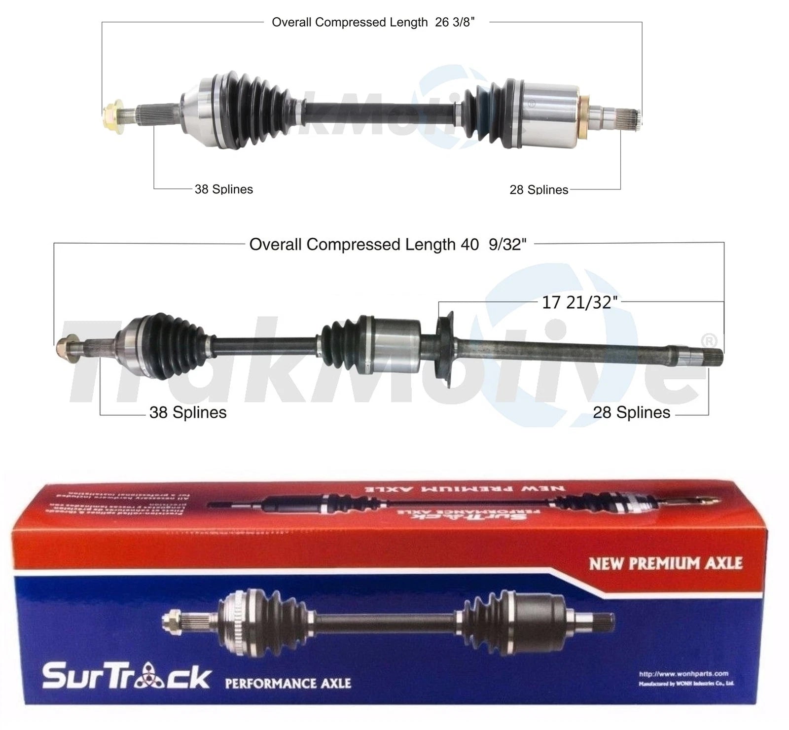 Set of 2 Front CV Axle Shafts for Ford Mercury F21 (FWD, Automatic)