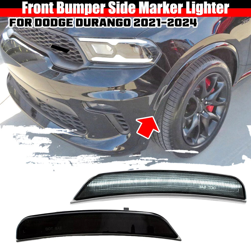 Smoke Lens White LED Front Bumper Side Marker Lights for Dodge Durango (2021–2025)