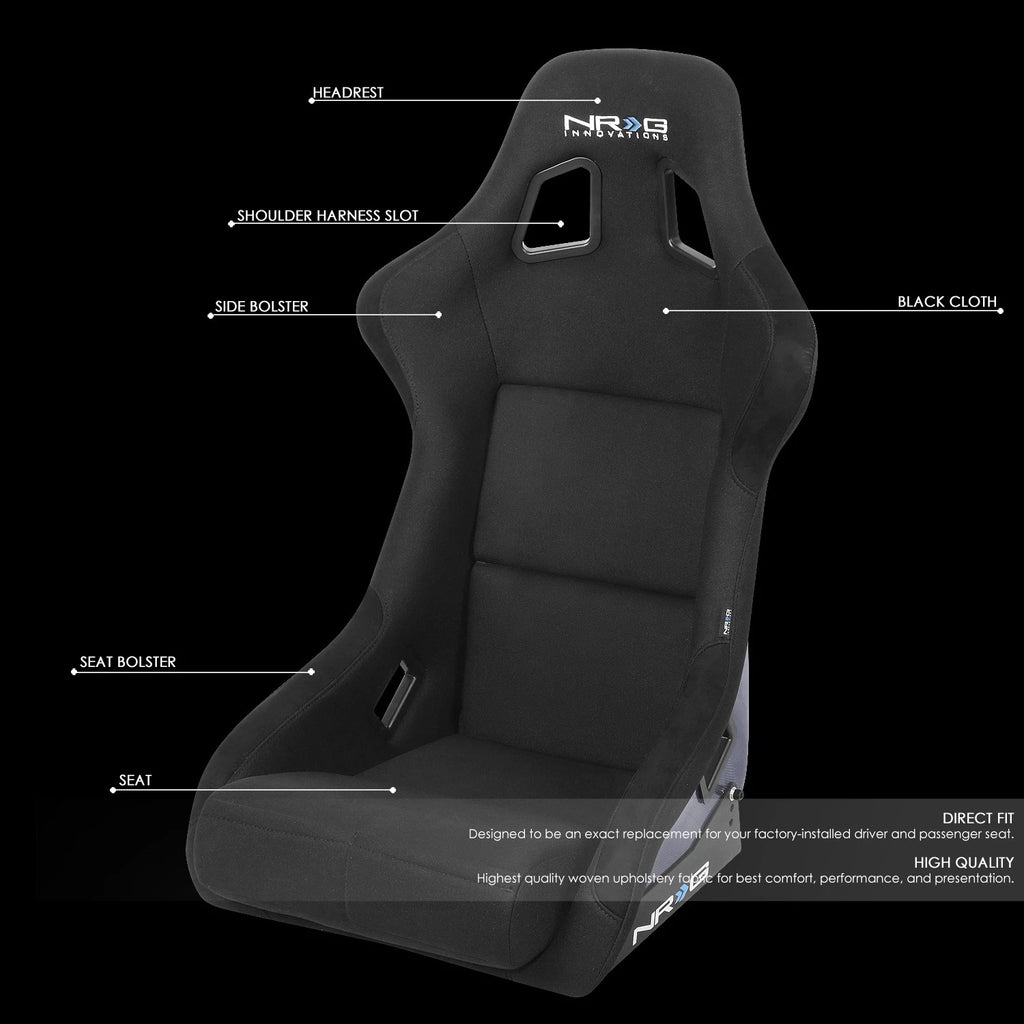 NRG Innovations Racing Bucket Seat Large Size for RSC-302CF-BL