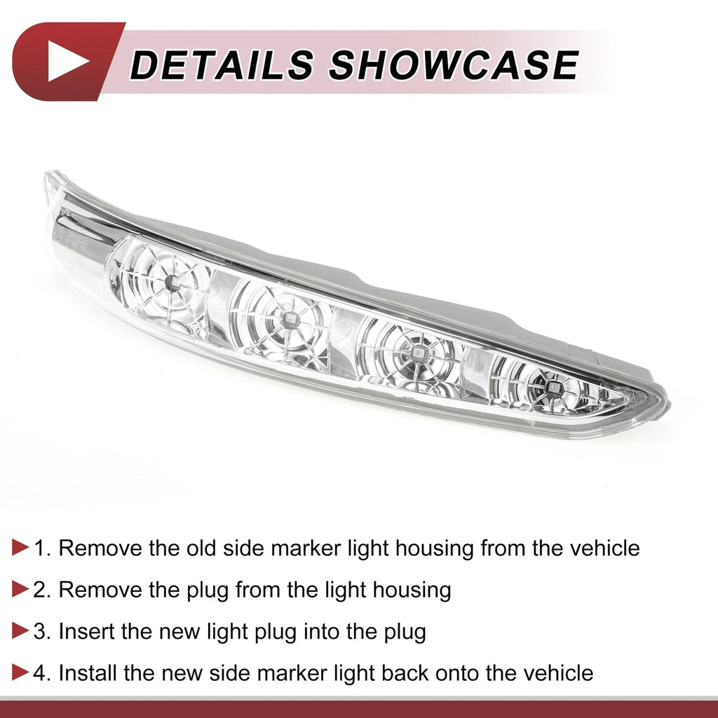 Right Mirror Turn Signal Light for Hyundai Sonata 2009-2014 Gray Clear Plastic