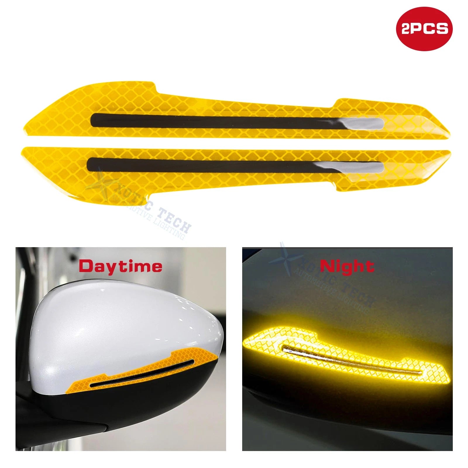 Reflective Safety Side Mirror Cap Film Stickers for Universal Fit (2X)
