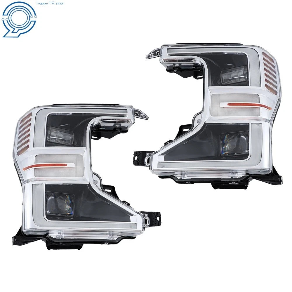 Set of 2 Chrome LED Headlights for Ford F250 SuperDuty (2020–2022)