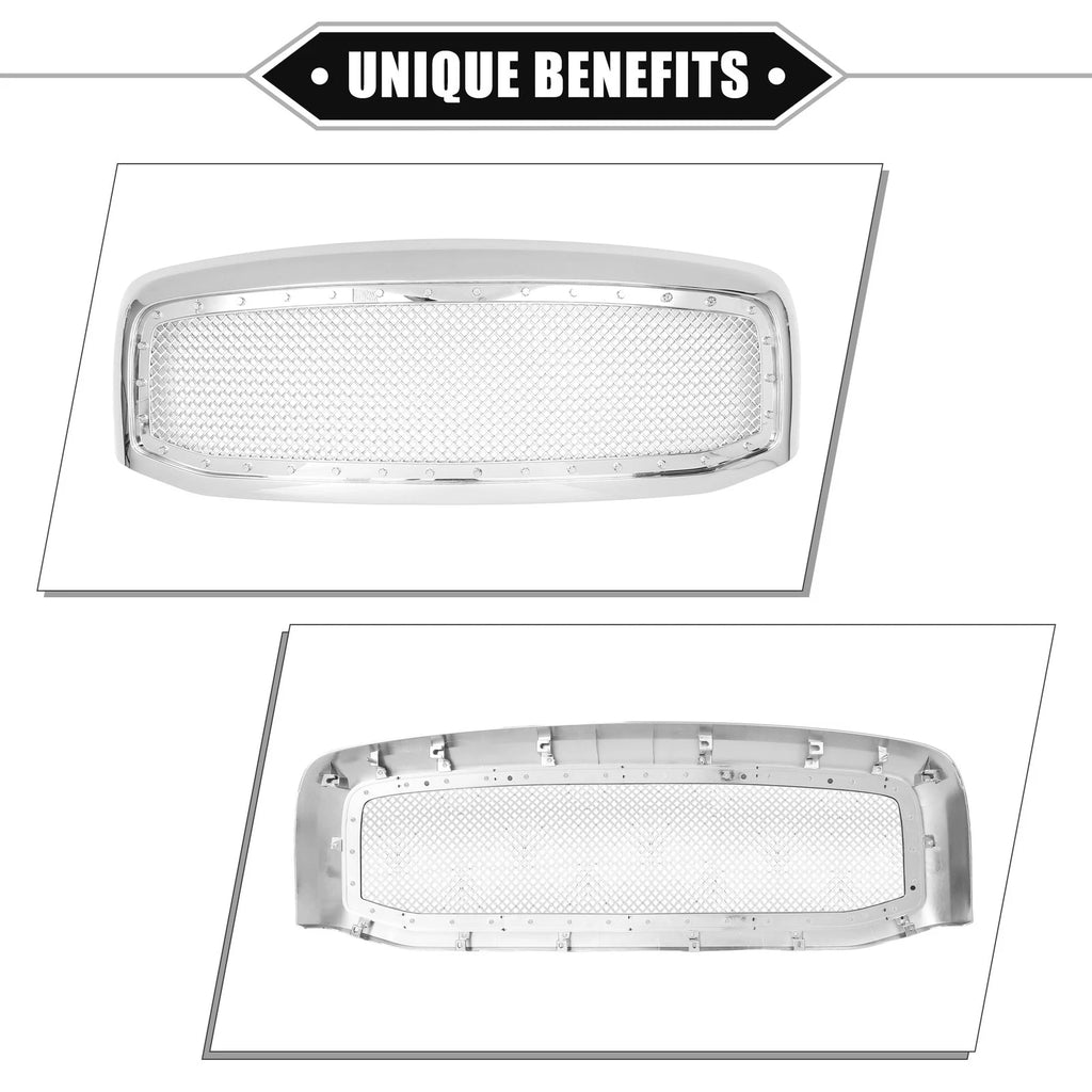 Front Grille Assembly with Rivet for Dodge Ram 3500  Chrome