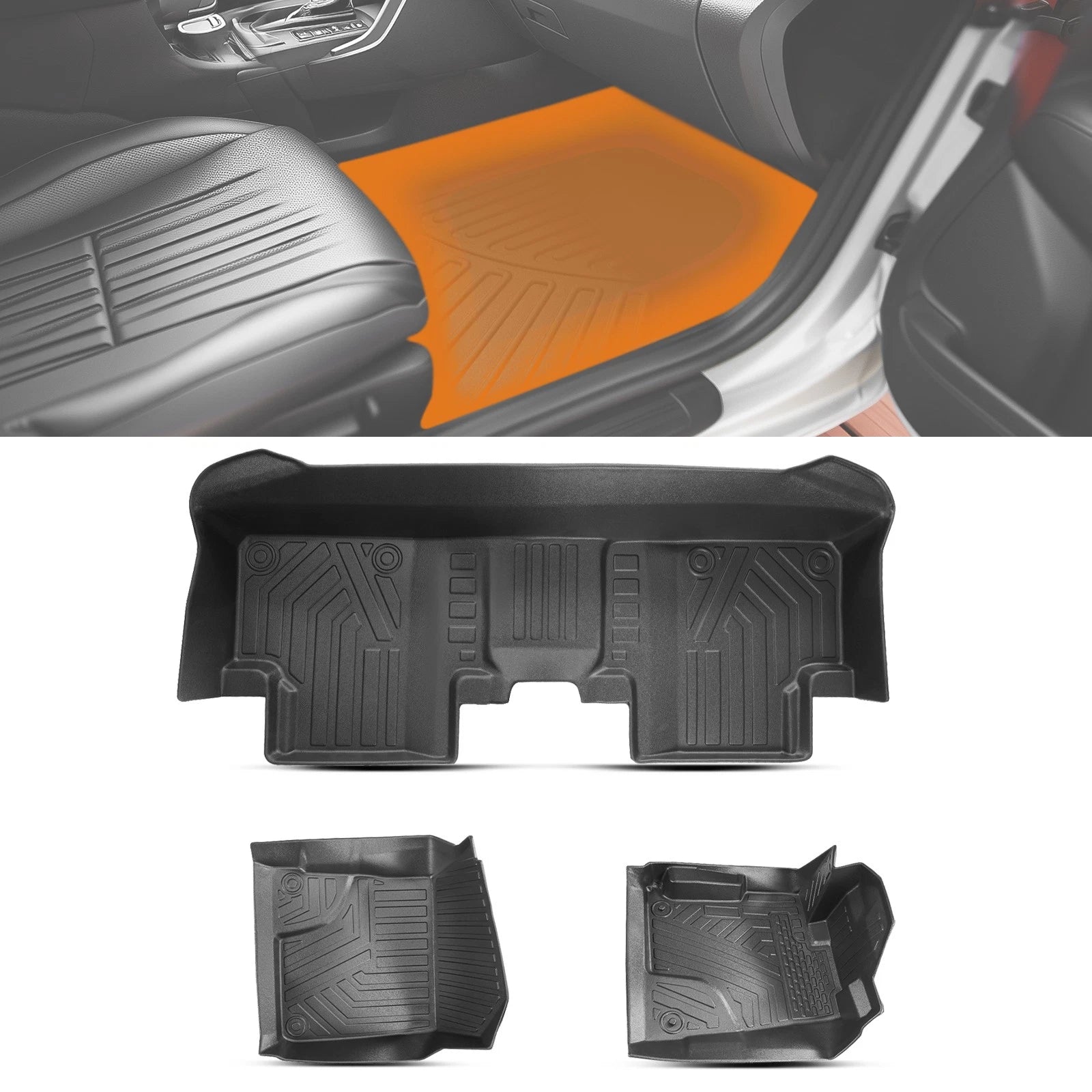 Set of 3 Black TPE All Weather Floor Mats for Honda Civic (2012–2015)
