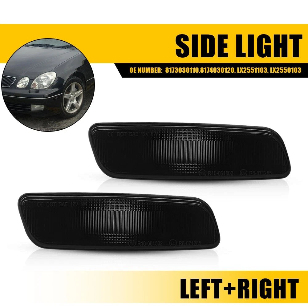 Smoked Front Side Marker Parking Light Housings for Lexus GS430 IS300 (2001–2005)