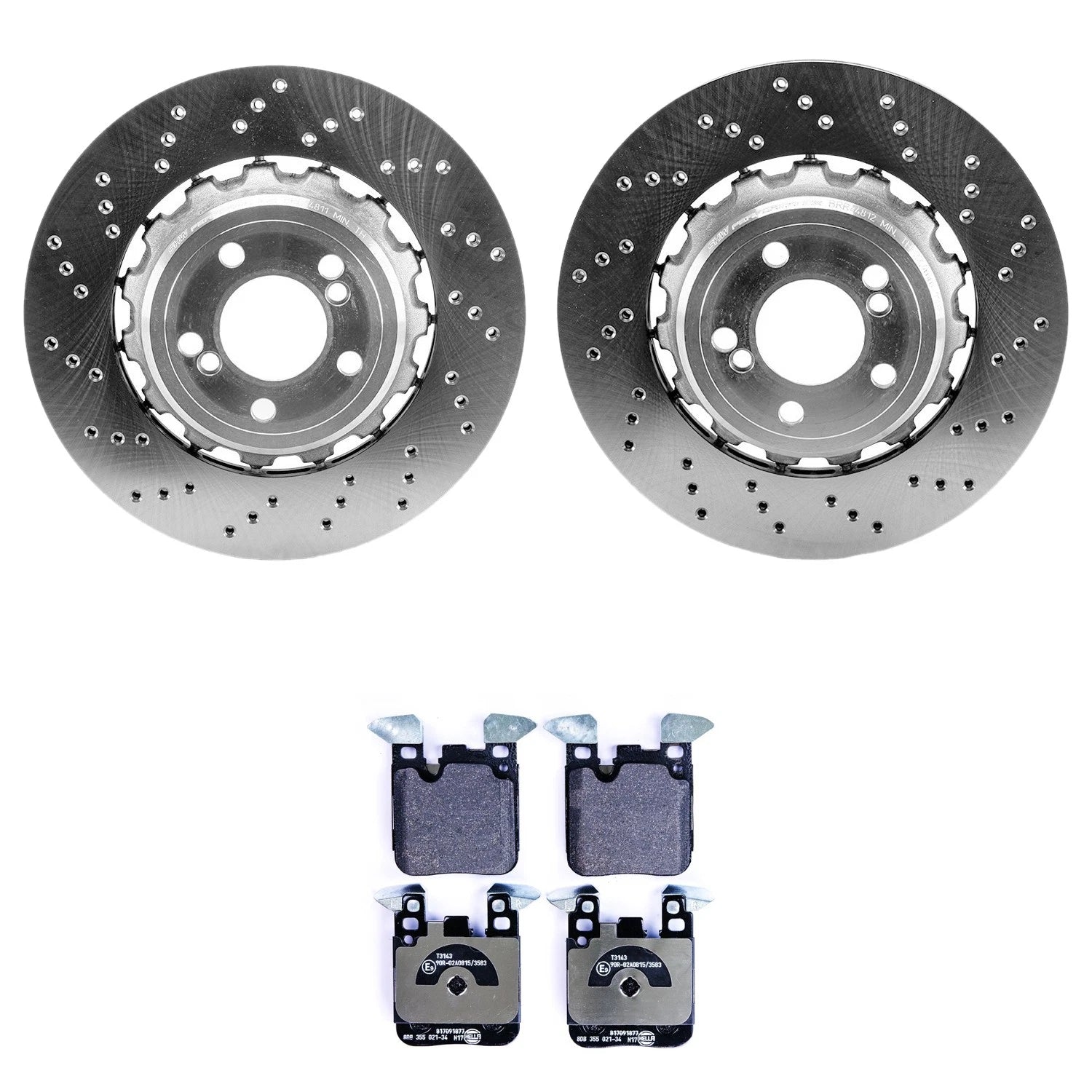 Set of 2 Cross-Drilled Rotors & Low-Met Brake Pads for F82 M4 (2014–2020)