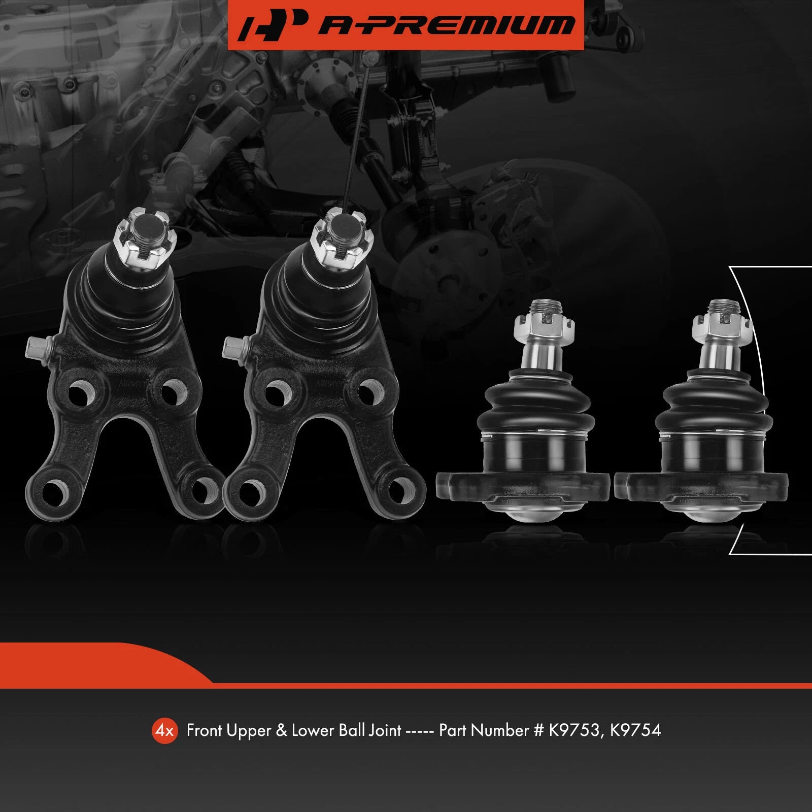 Set of 4 Front Upper & Lower Ball Joints for Mitsubishi Montero (1992–2000)