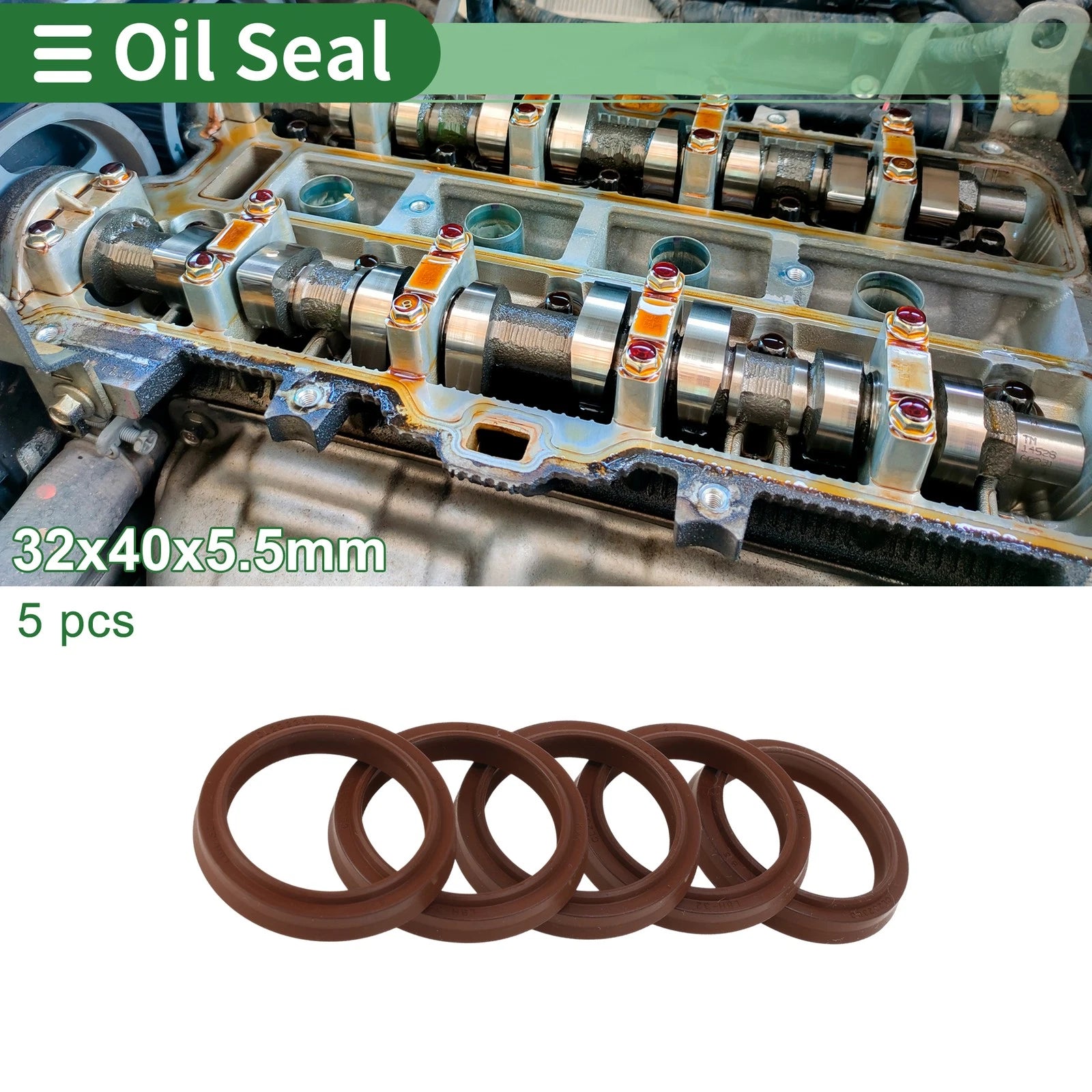 Set of 5 Oil Seal Rotary Shaft Seal FKM Rubber 32x40x5.5mm