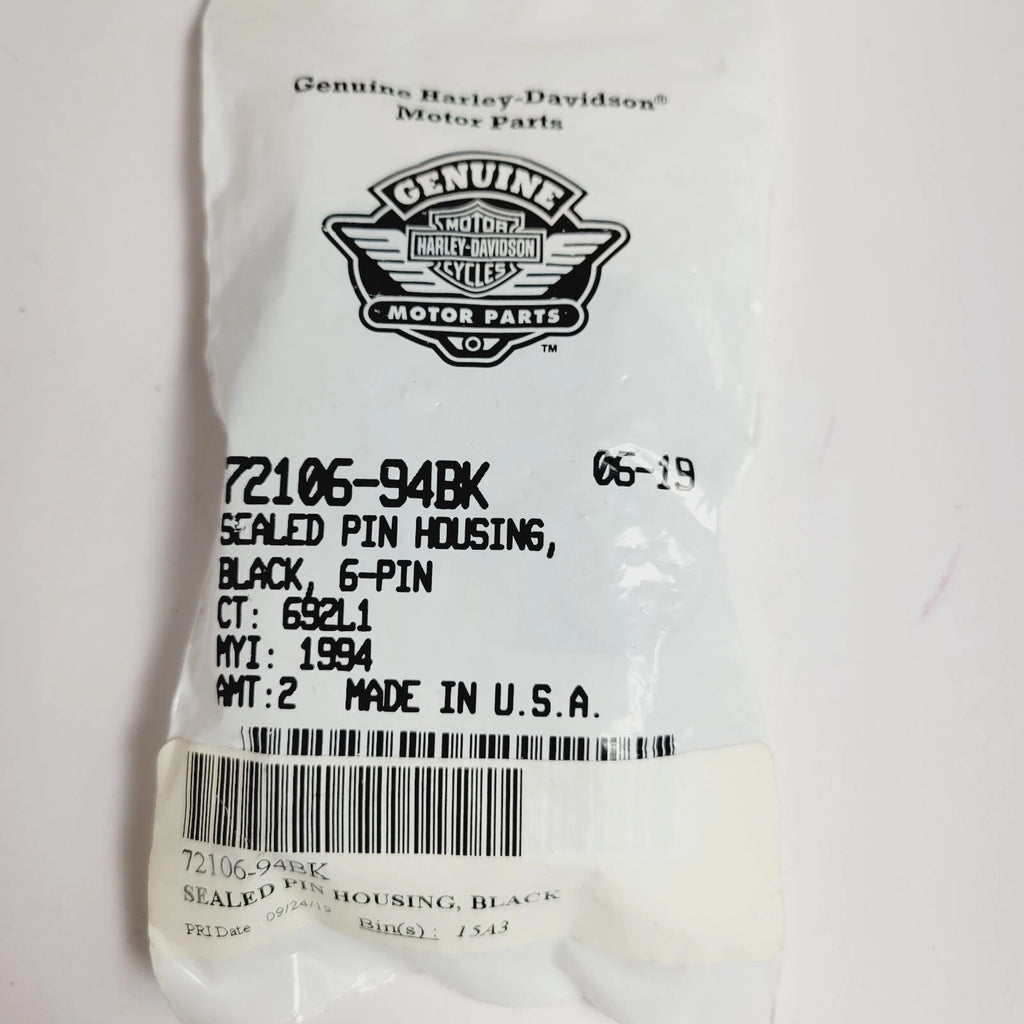 2X Sealed Pin Housing 6-Pin Black for Harley-Davidson (72106-94BK)