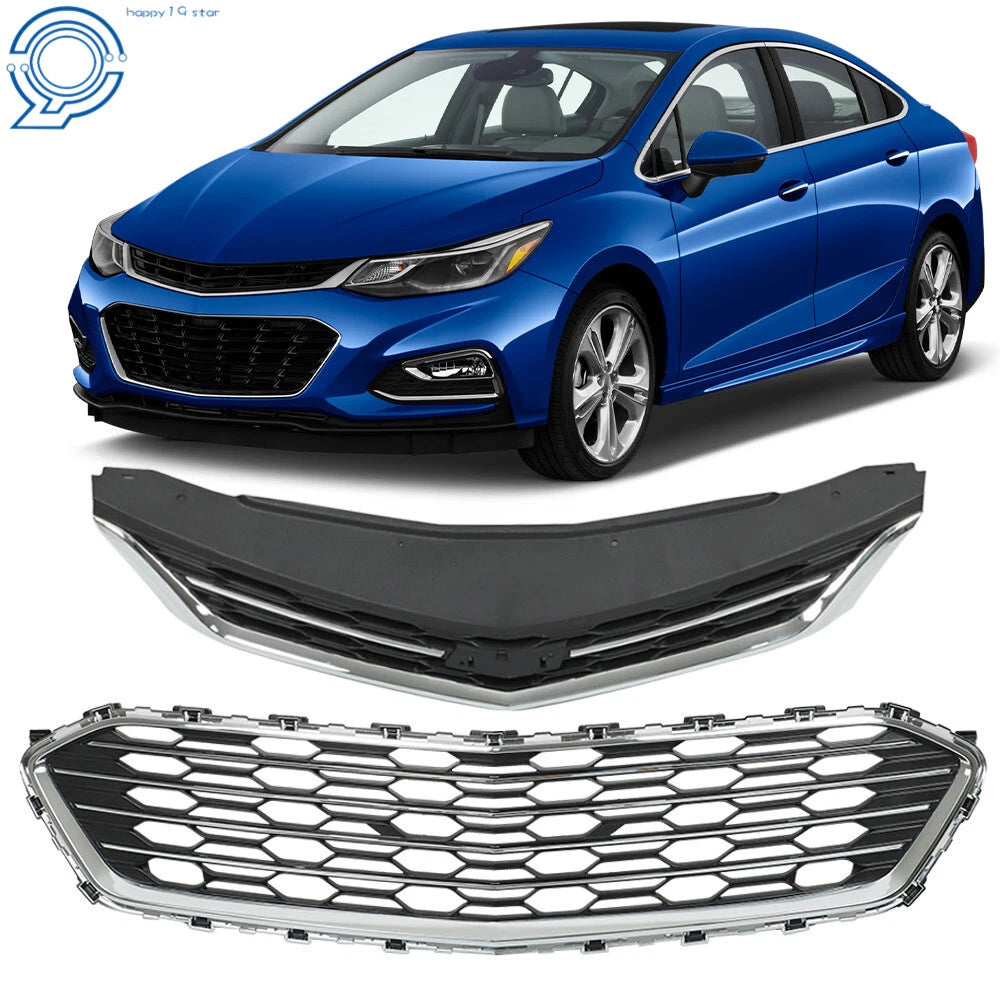 Front Upper and Lower Grille Set for Chevrolet Cruze Sedan (2016–2018)