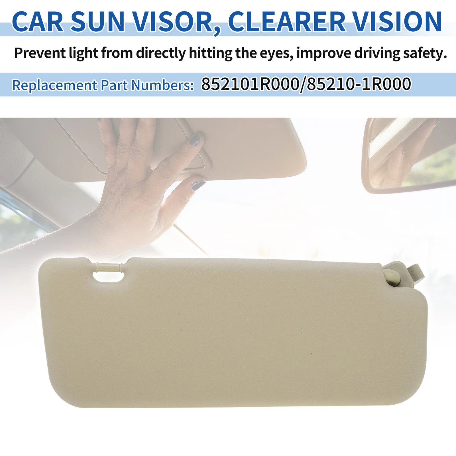 Left Side Sun Visor for Hyundai Accent (2011–2015) No. 85210-1R000 Beige