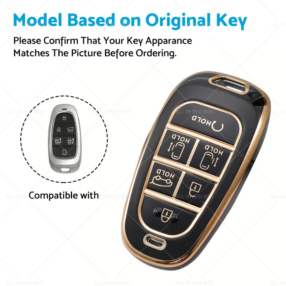 6 Button TPU Key Fob Cover for Hyundai Sonata Tucson Santa Fe (2010–2020)