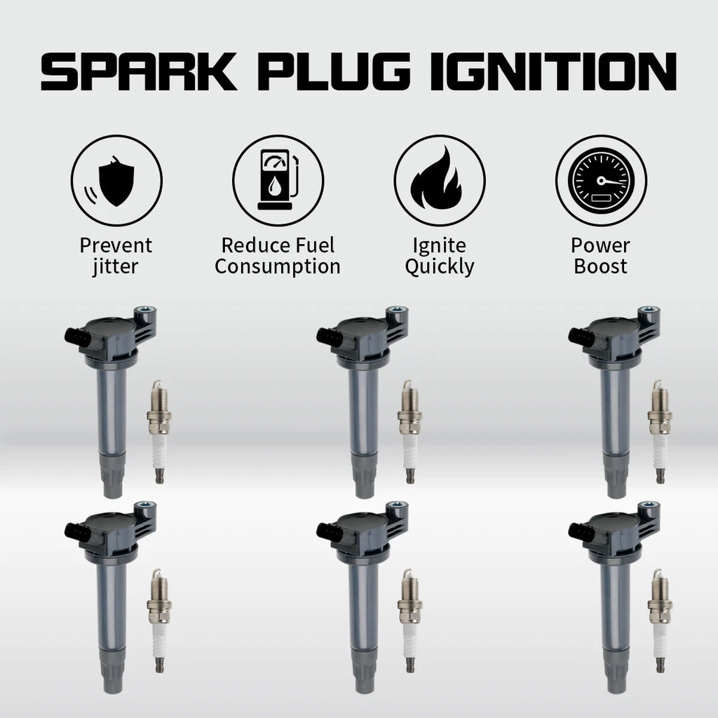 6X Ignition Coil & 6X Iridium Spark Plug for Toyota Solara Sienna (2004–2008)