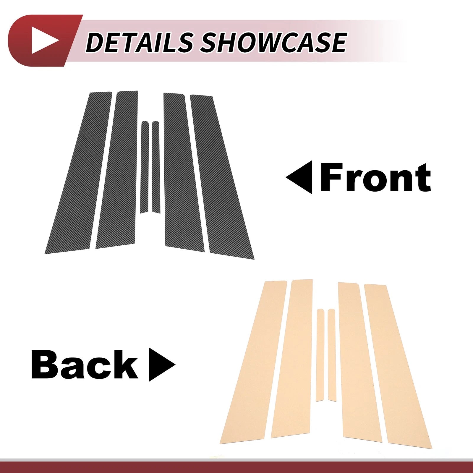 Set of 6 Door Pillar Window Trim for Kia Forte Cerato (2019–2023) Carbon Fiber