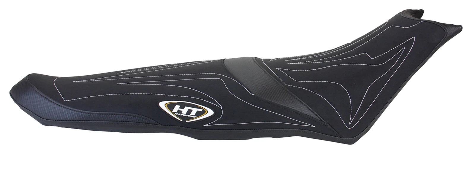 Hydro-Turf Seat Cover for SeaDoo 3-Up (2014–2020) Black Suede/CF/White Stitch