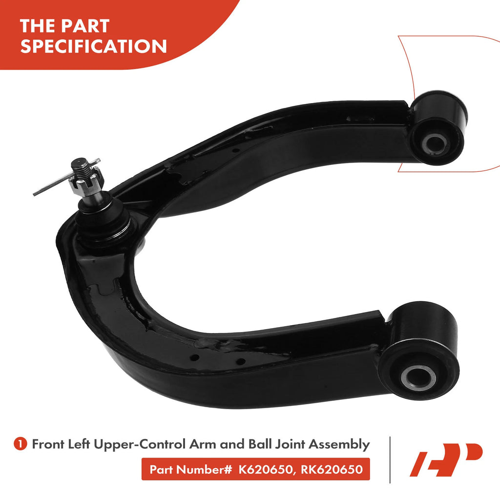 6X Front Control Arm with Ball Joint Tie Rod End for Nissan Titan Armada (2004–2023)