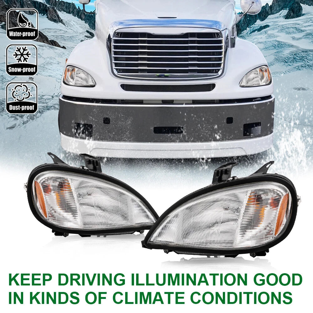 Set of 2 Headlights for Freightliner Columbia (1996–2004)