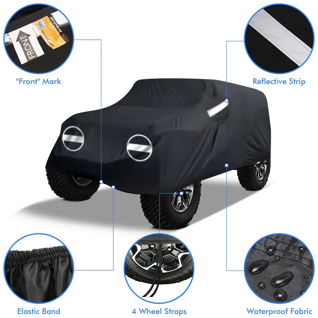 Waterproof Rain Cover for Jeep Wrangler JK CJ YJ TJ JL 2 Door (2007–2025)