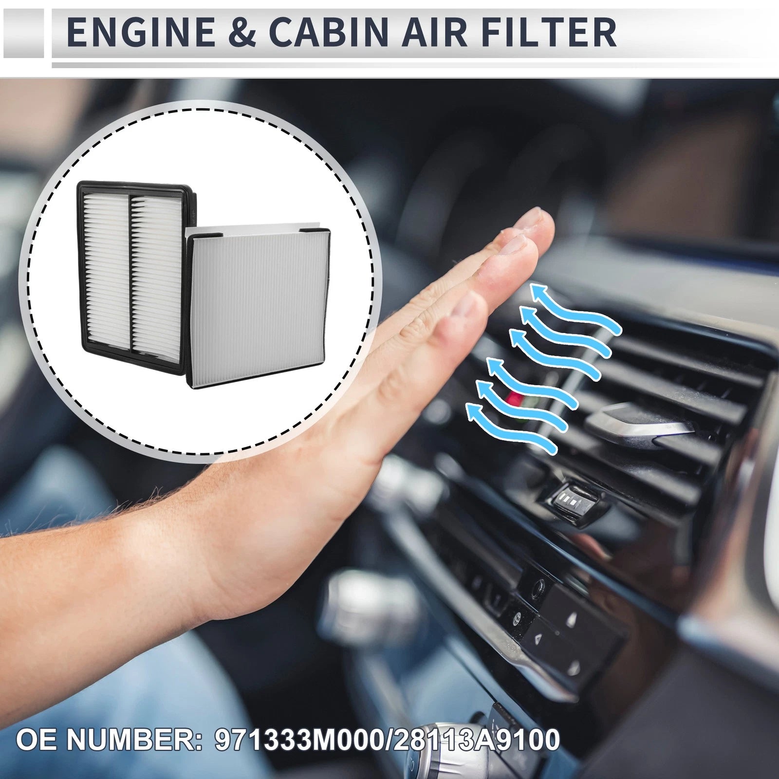 Engine Cabin Air Filter Combo No. 971333M000 for Kia Sedona (2015–2021)