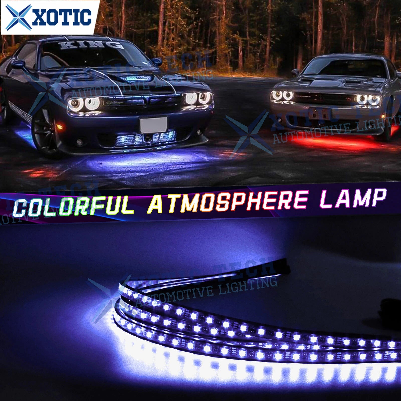 RGB LED Underglow Neon Light Phone Control Set for Dodge Charger & Challenger (2015–2023)