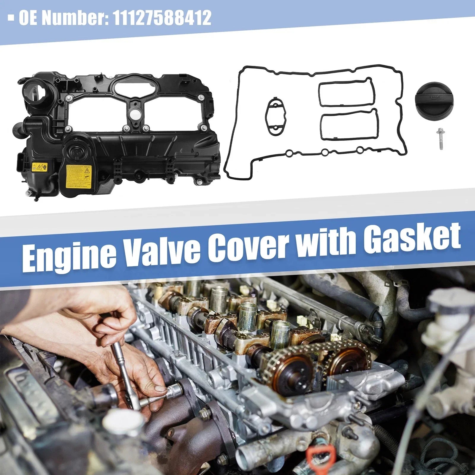 Set Engine Valve Cover with Gasket Bolts for BMW 528i 328i