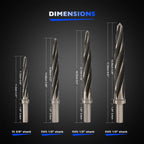 Set of 3 M2 HSS Taper Chucking Reamers for 3/8", 1/2", 5/8", 3/4"