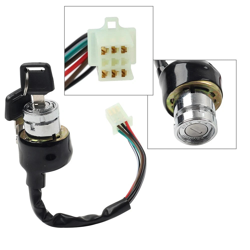 6 Pin Ignition Barrel Switch + 2 Key for Motorcycle Scooter Quad Dirt Bike