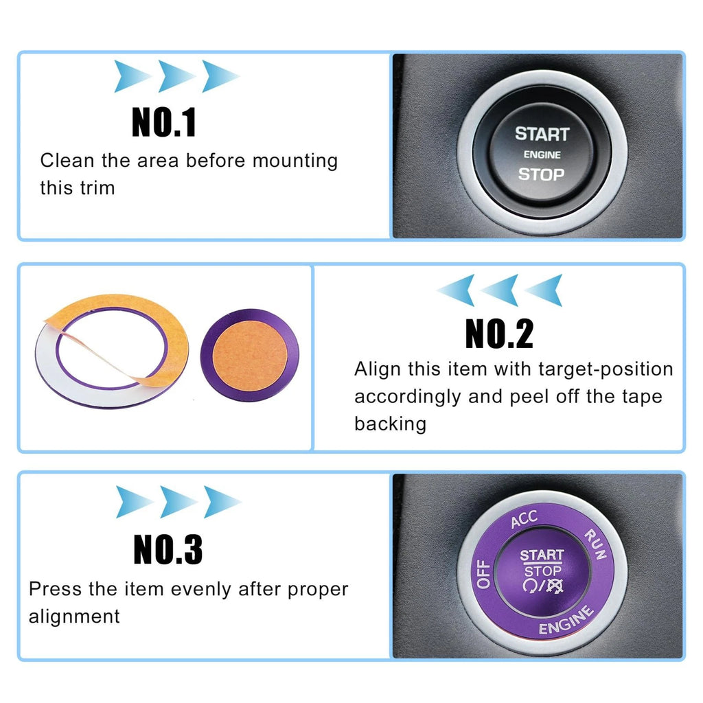 Push Start Stop Button Cover Kit for Dodge Charger Challenger (2015–2023) - Purple