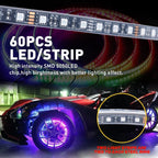 Set of 4 Double LED Ring Wheel Lights for Universal Vehicles (RGB)