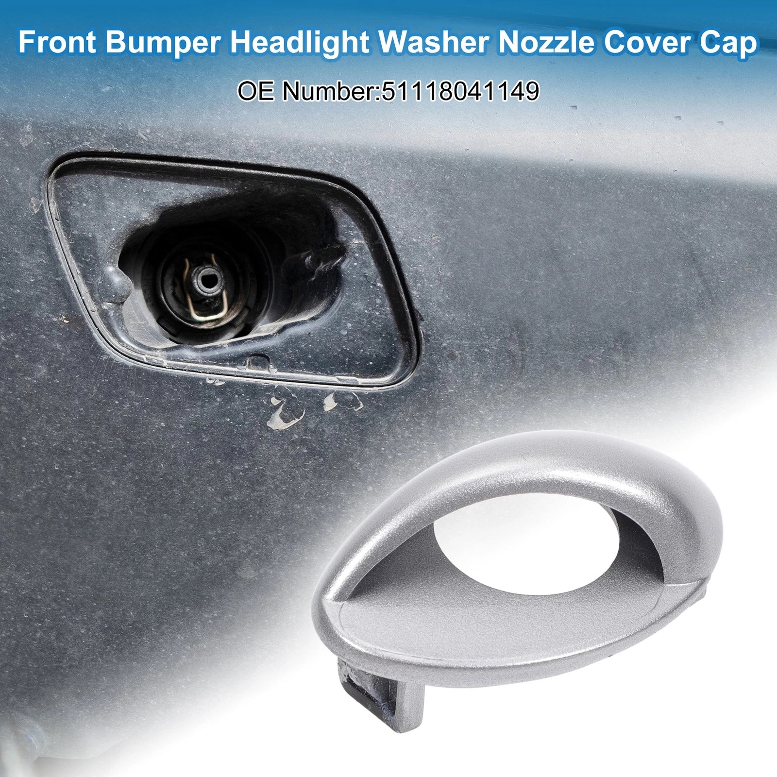 Front Left Headlight Washer Nozzle Cover for BMW M3 (2008–2013) - Silver Tone