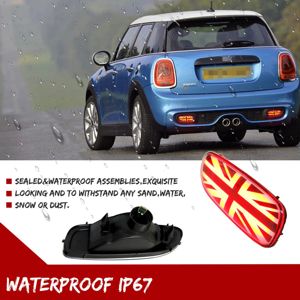 2X Euro Union Jack LED Rear Fog Lamp for Mini Cooper (2006–2015)