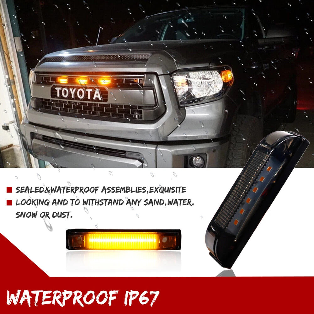 3X Smoke Amber LED Grille Running Light Kit for Tundra (2014–2021)