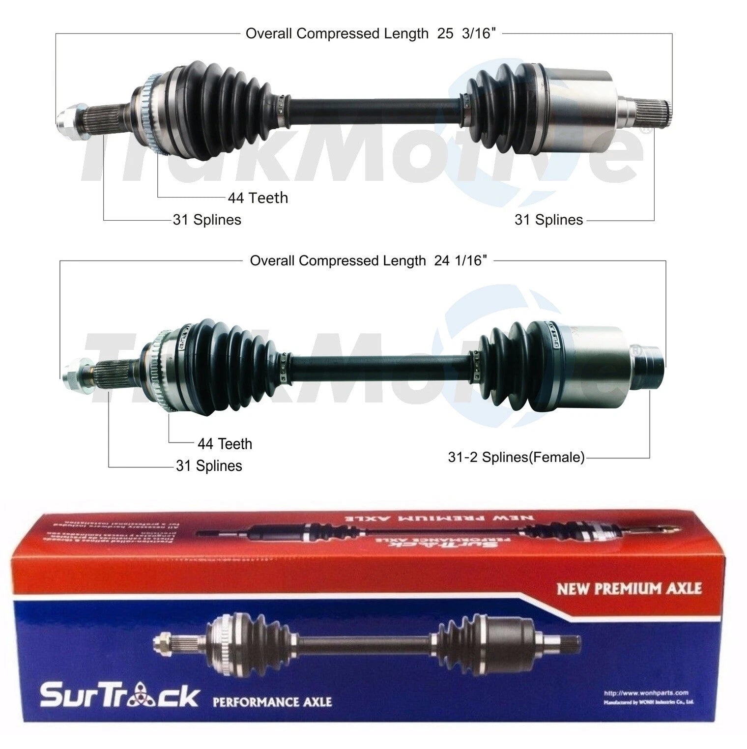 Set of 2 Front AAR CV Axle Shafts for Mazda CX-9 (2014–2015)