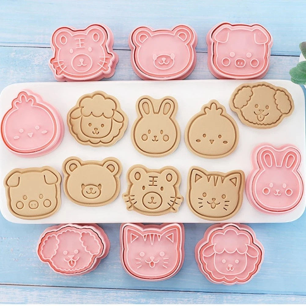 Set of 8 Animal Themed Cookie Cutters for Baking