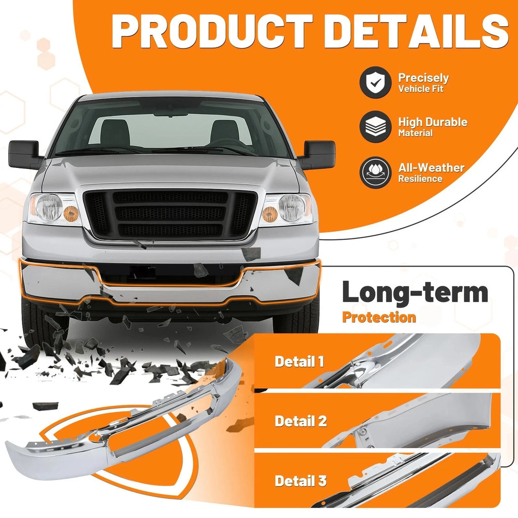 Chrome Front Bumper Face Bar for Ford F-150 (2004–2005)