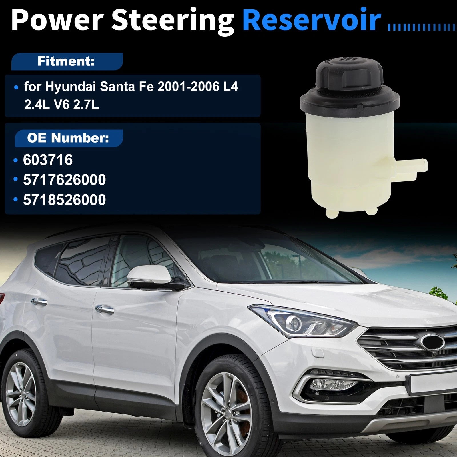 Power Steering Pump Reservoir Tank for Hyundai Santa Fe (2001–2006) No.603716