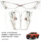 Chrome Headlight Taillight Cover Trim for Isuzu D-Max RG01 (2020-2021)