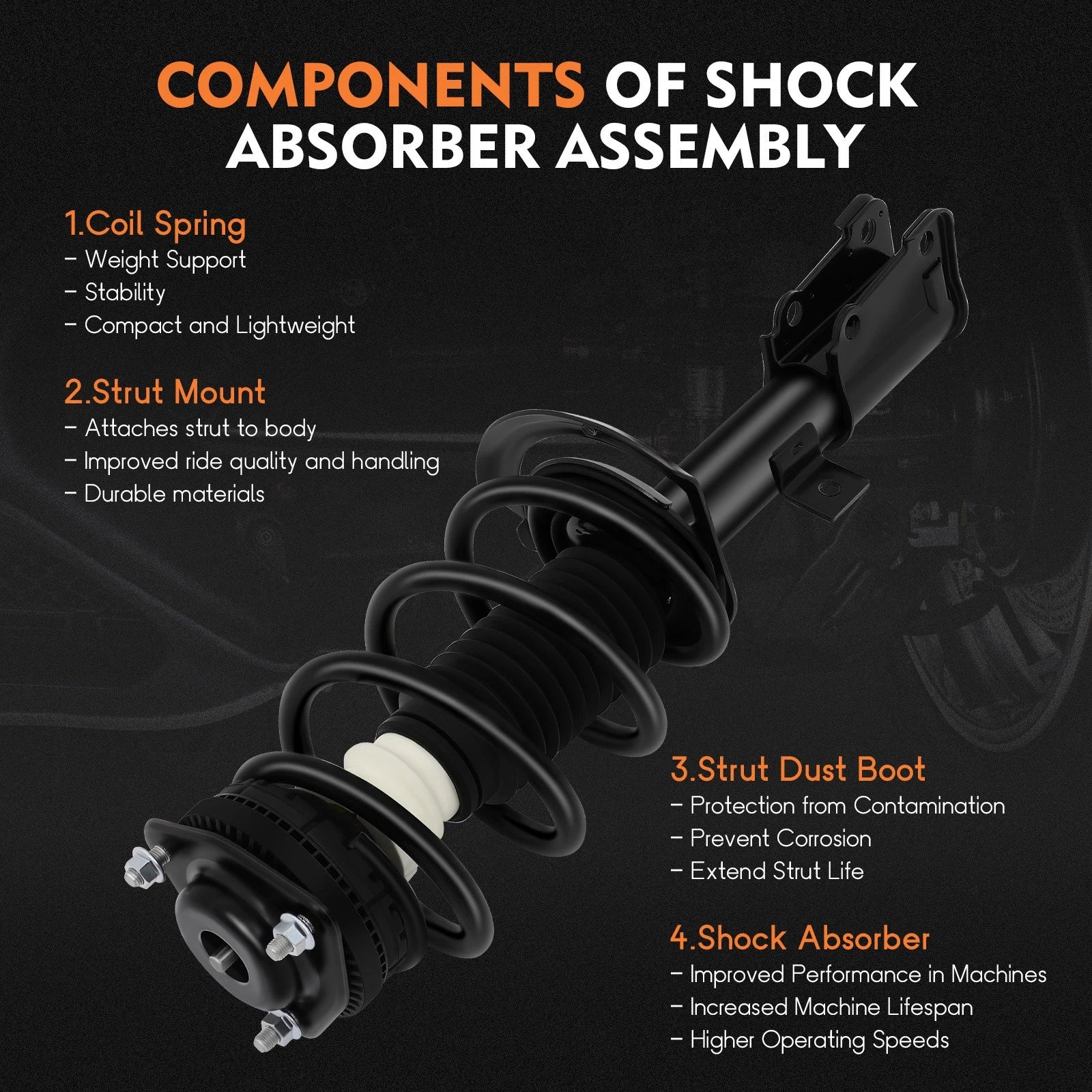 Set of 4 Complete Struts for Dodge Journey (2011-2019)