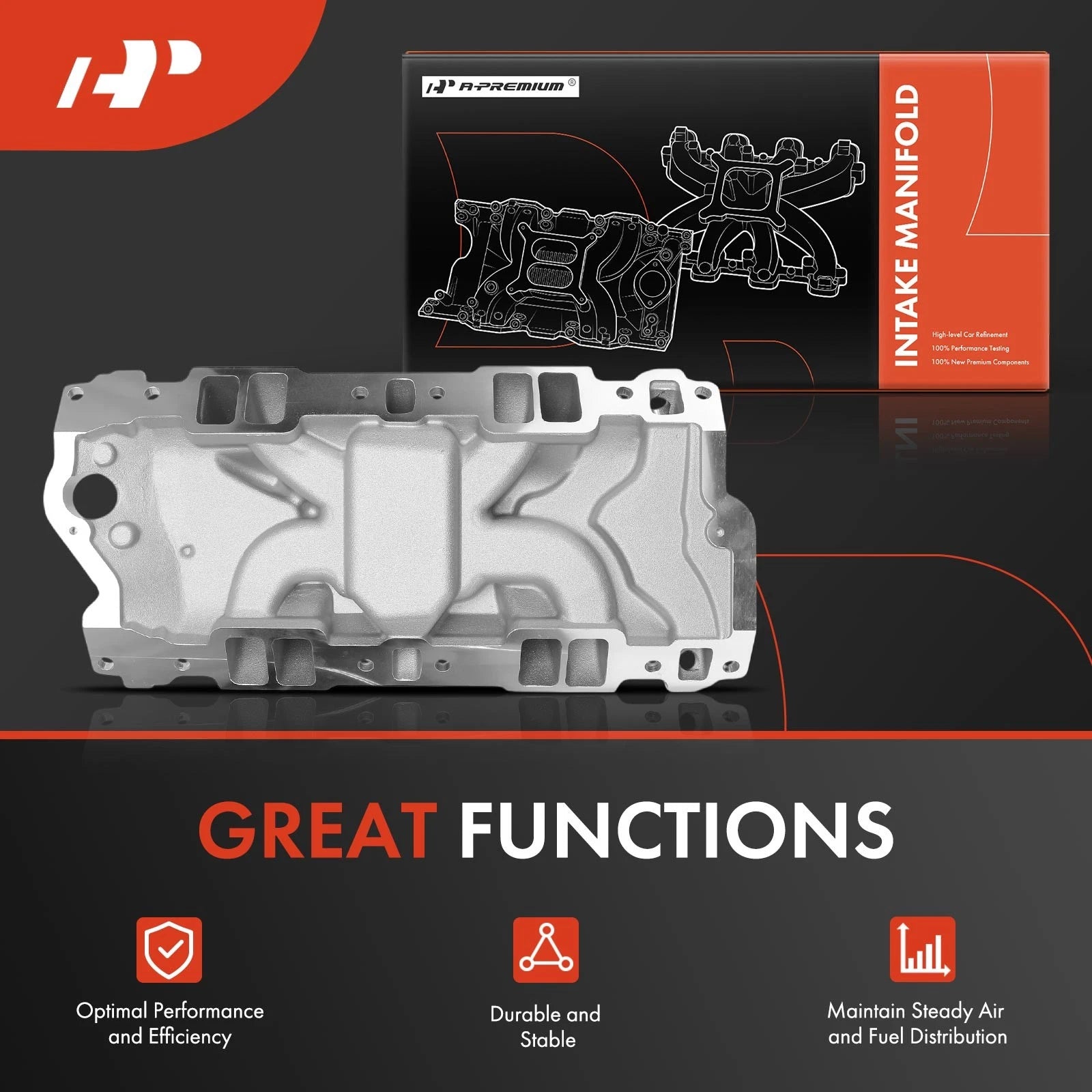 Dual Plane Intake Manifold with Gasket for Chevrolet Small Block (Gen I)