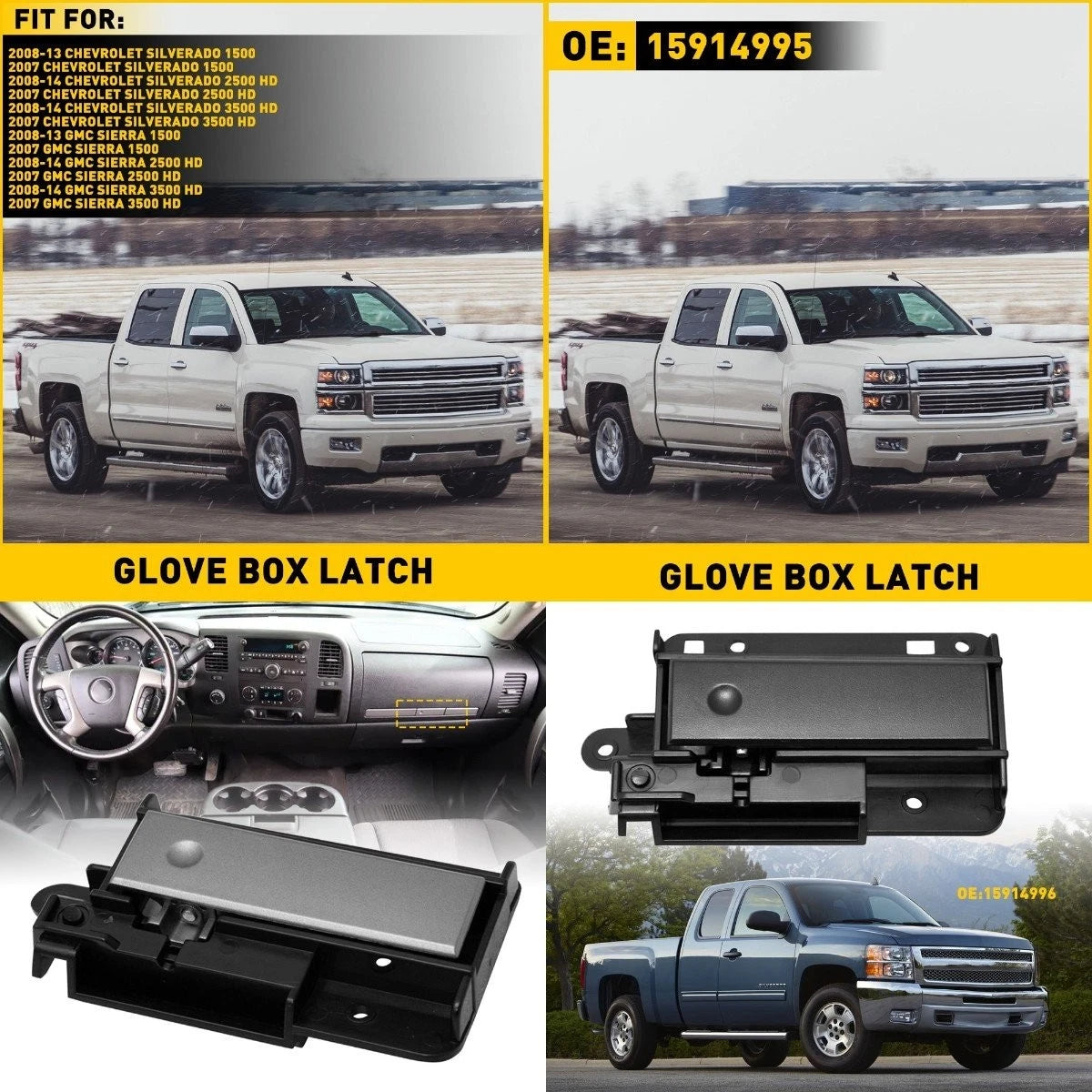 Upper Dash Glove Box Latch Handle for Chevrolet Silverado GMC Sierra (H)
