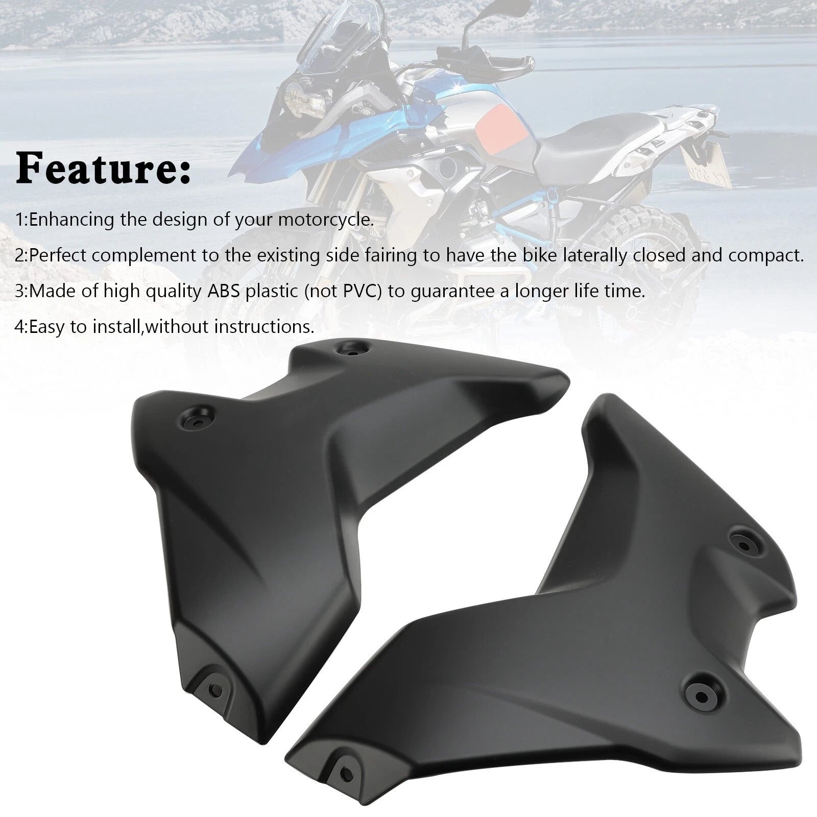 Side Frame Fairing Cowl Guards Radiator Cover for BMW R1250GS (2018–2023) Black