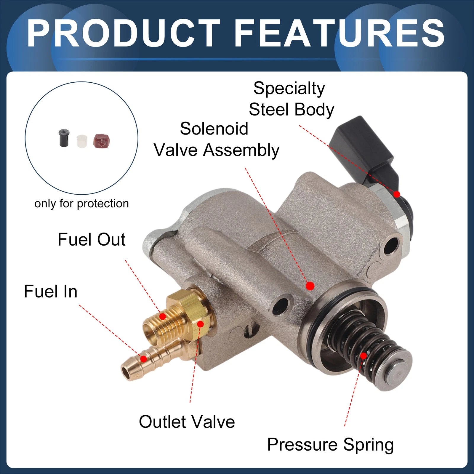 High Pressure Fuel Pump for Volkswagen CC (2009–2011) Passat (2008) No. 03H127025E