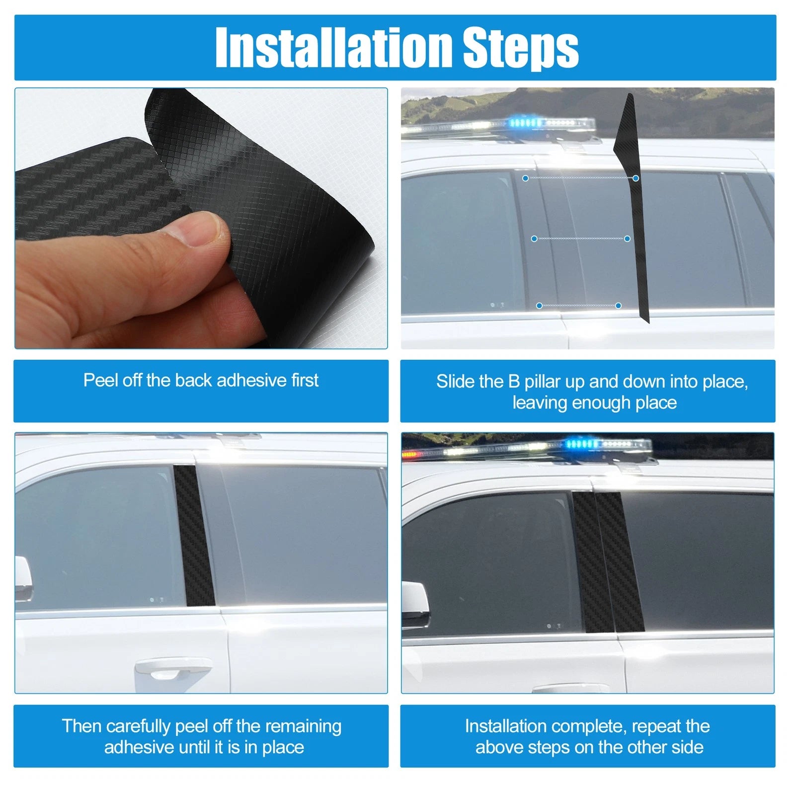 6 Pcs Windshield B Pillar Trim for Honda Civic (2016–2021) Carbon Fiber
