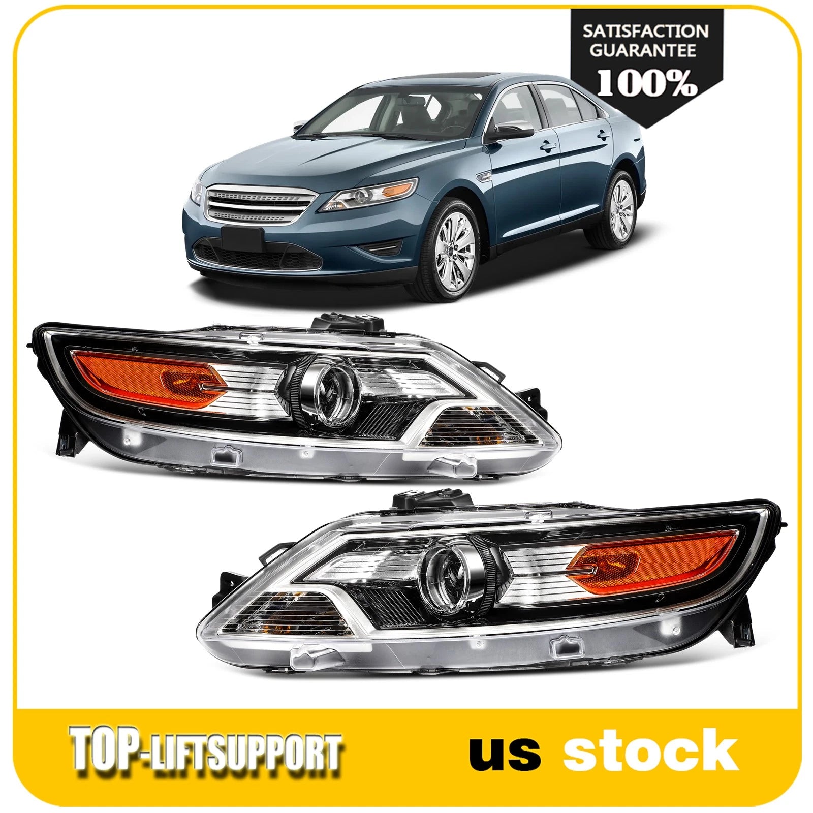 Headlight Assembly for Ford Taurus (2010–2012) Black Housing Projector