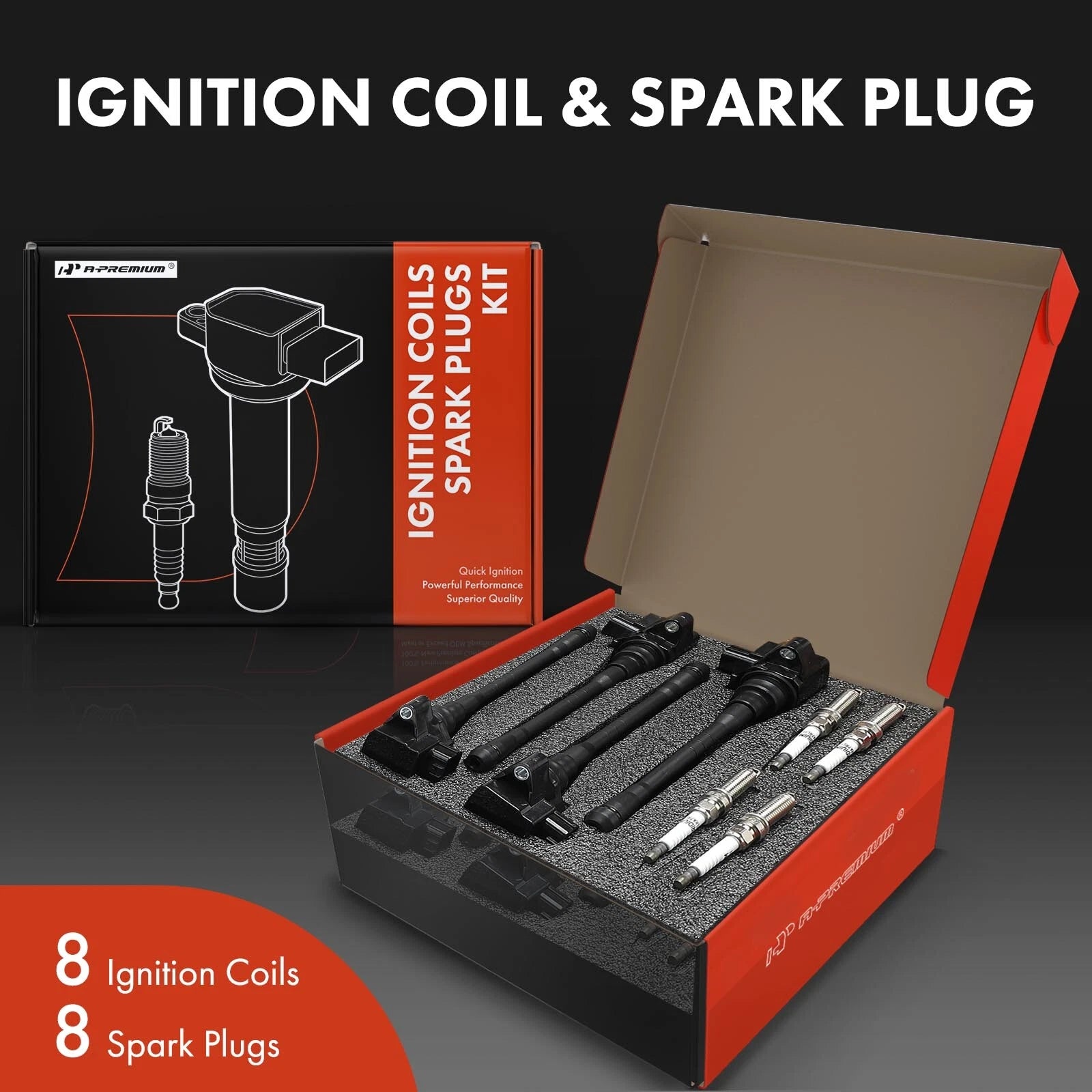 Set of 8 Ignition Coils & Iridium Spark Plugs for Nissan NV2500 NV3500 (2012–2021)