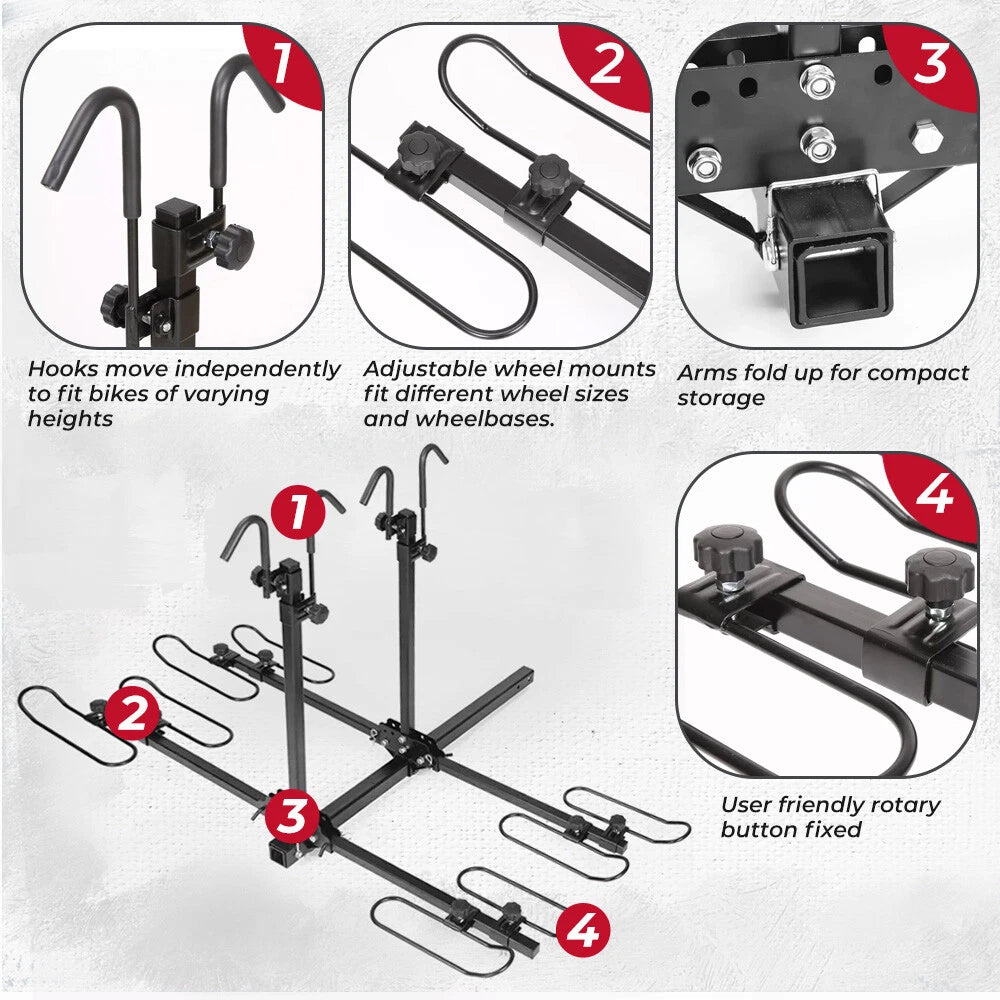 4-Bike Hitch Mount Rack Carrier for Car SUV (Fits Most Models)